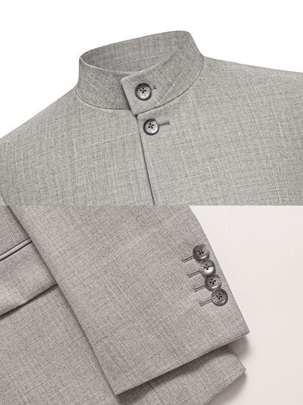 Giacca Con Colletto Alla Coreana In Stile Cinese, Nuova Moda Grigia