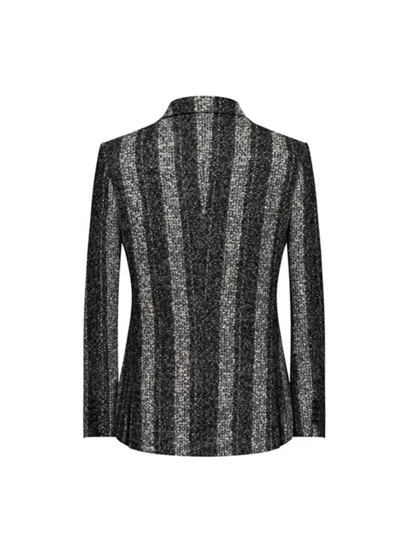 Blazer A Righe Verticali Color Block