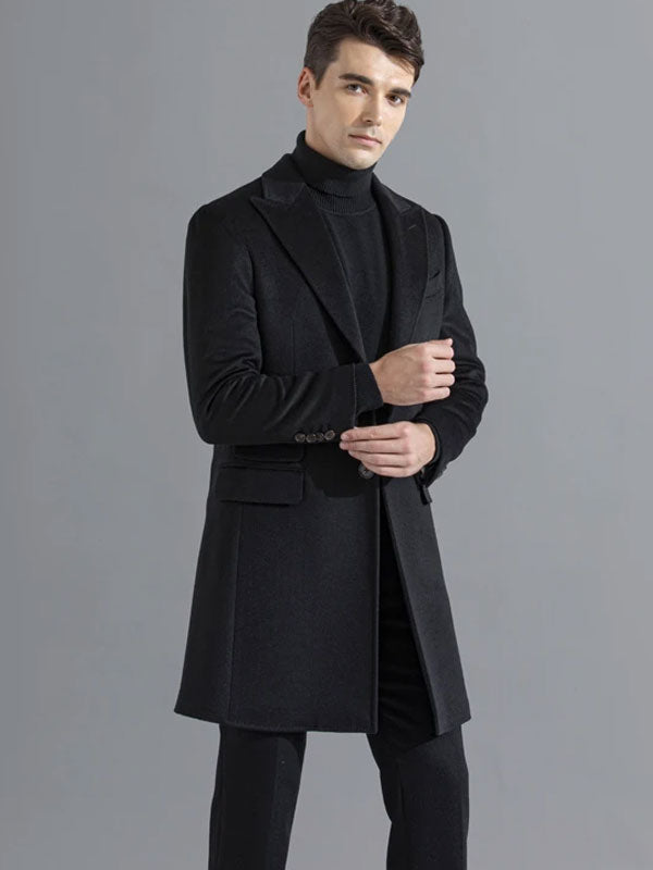 Cappotto Nero Semplice Monopetto