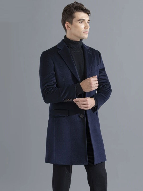 Cappotto blu semplice monopetto