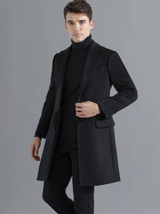 Cappotto Nero Semplice Monopetto