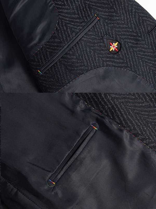 Blazer Di Lana A Righe Ondulate