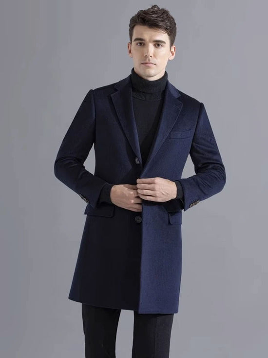 Cappotto blu semplice monopetto