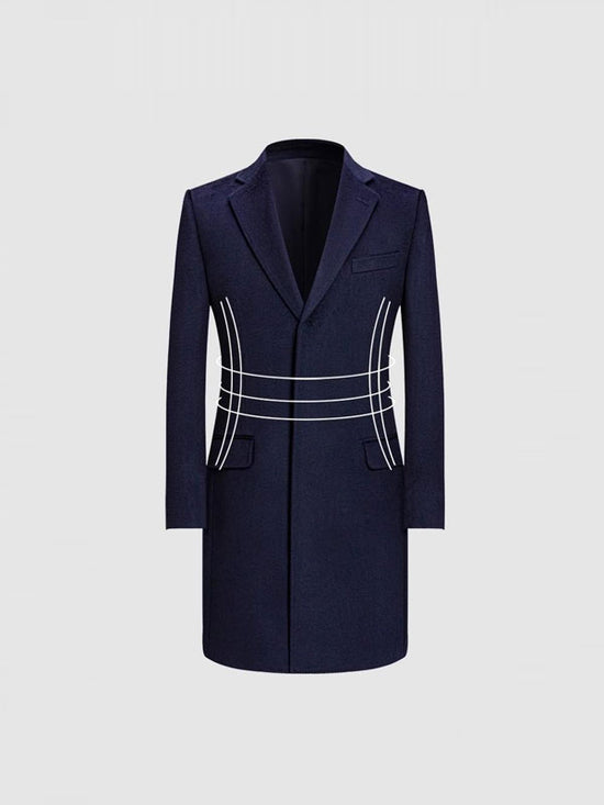 Cappotto blu semplice monopetto