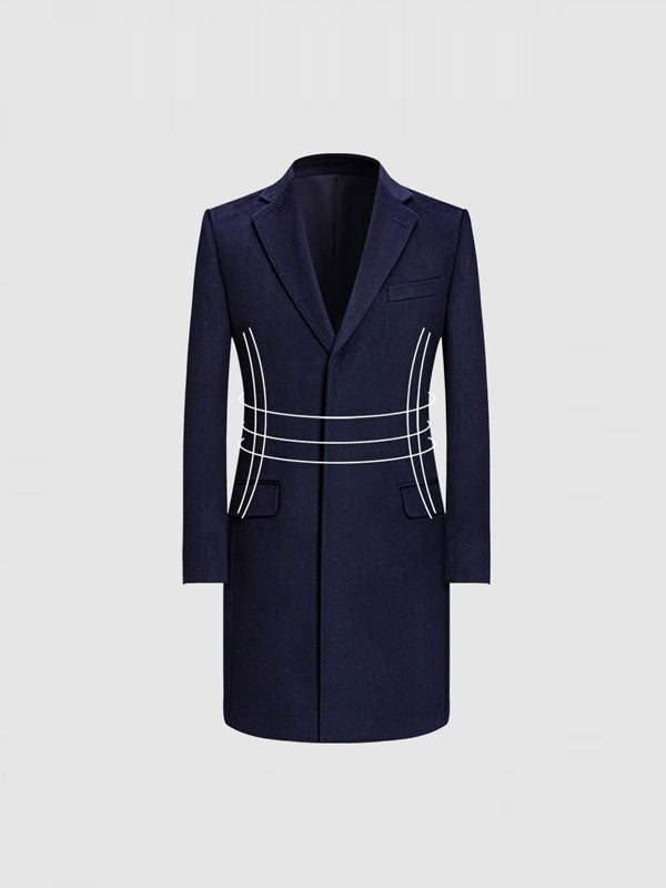 Cappotto blu semplice monopetto