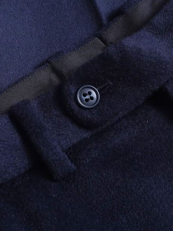 Pantaloni In Caldo Cashmere Blu Scuro