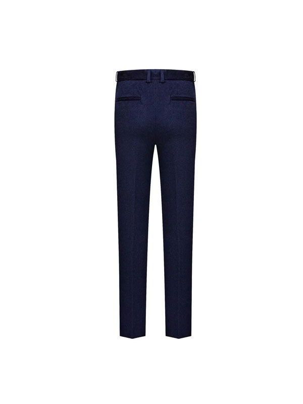 Pantaloni In Caldo Cashmere Blu Scuro