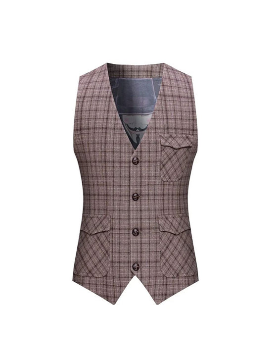 Gilet Di Lana A Quadri In Tweed Vintage