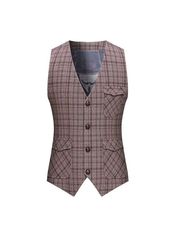 Gilet Di Lana A Quadri In Tweed Vintage