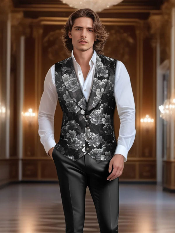 Gilet Monopetto Stampato Con Peonia