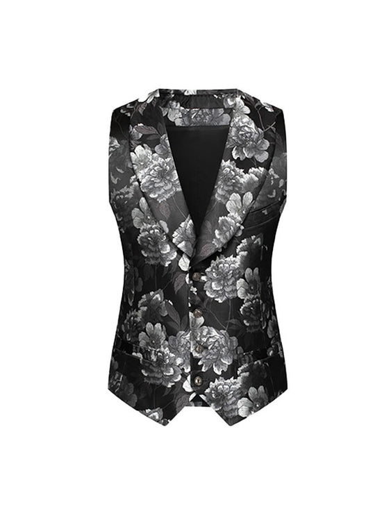 Gilet Monopetto Stampato Con Peonia
