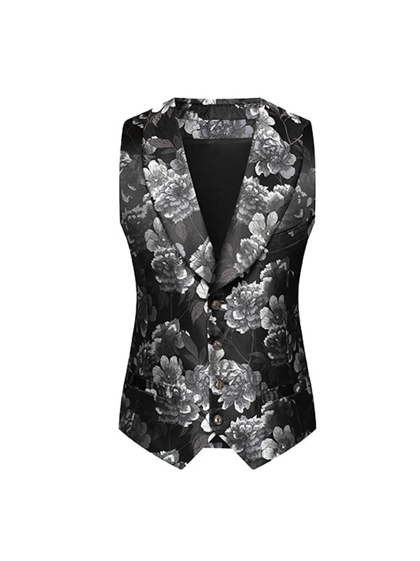 Gilet Monopetto Stampato Con Peonia