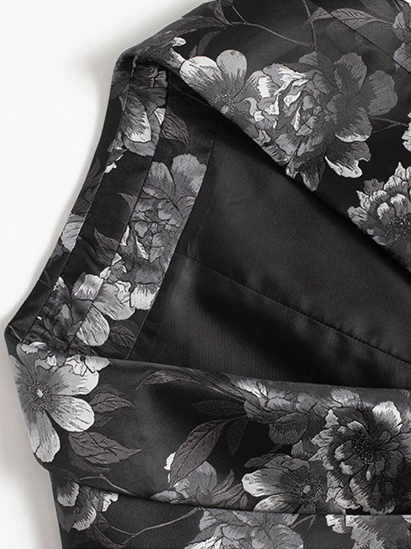 Gilet Monopetto Stampato Con Peonia