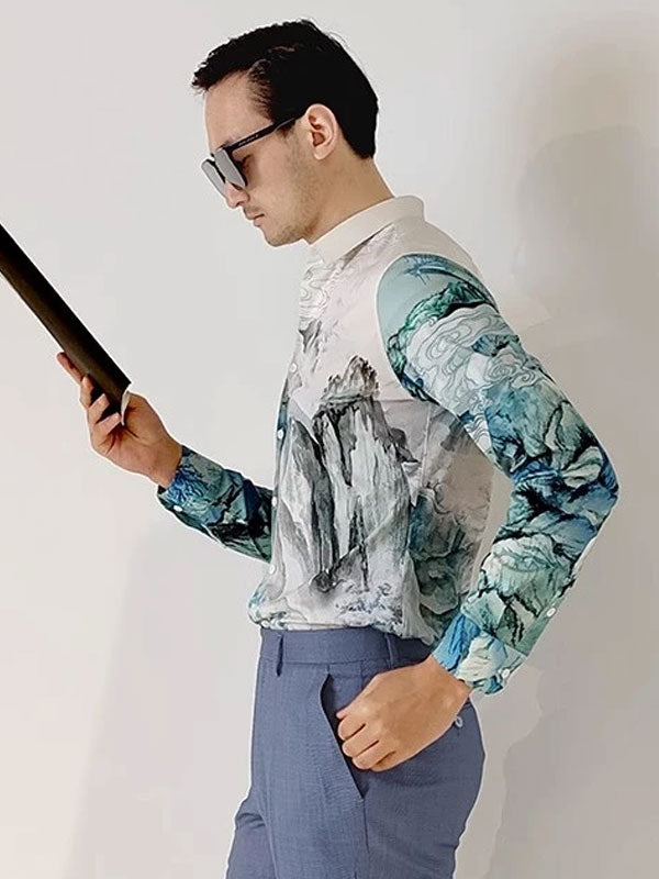 Camicia Con Stampa Di Paesaggio