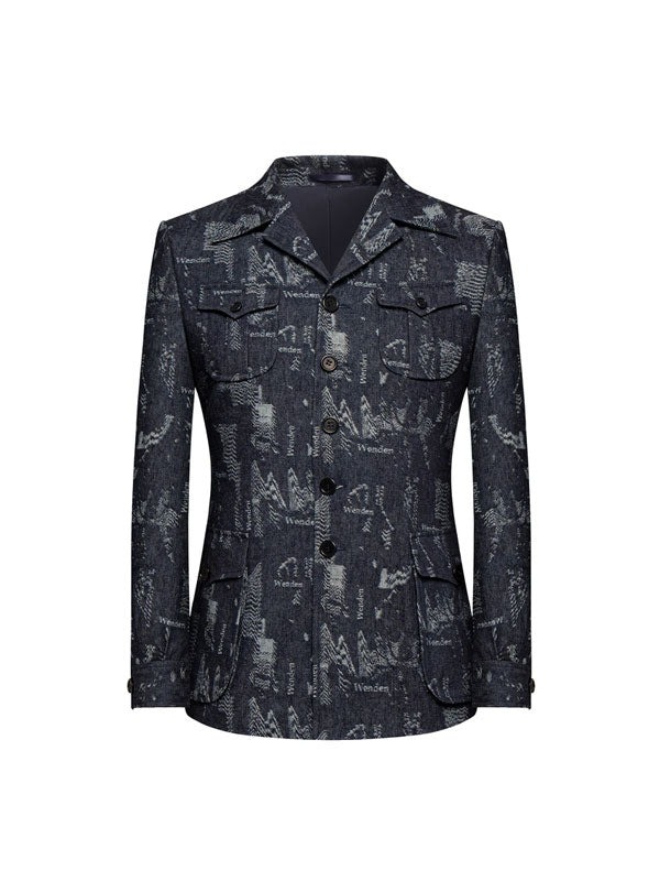 Blazer Geometrico In Cotone Con Risvolto