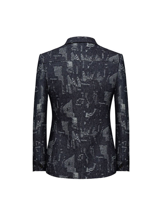 Blazer Geometrico In Cotone Con Risvolto