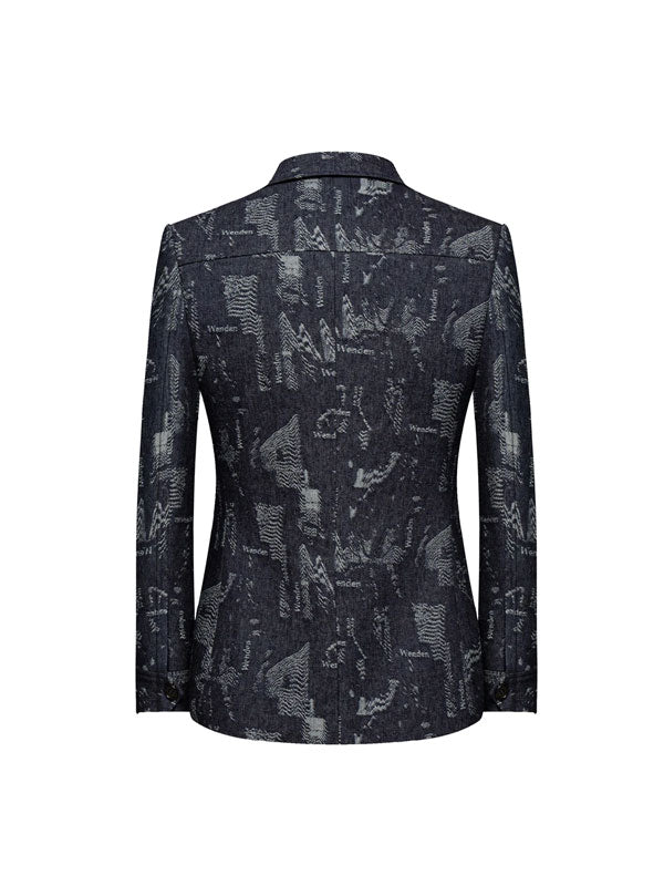 Blazer Geometrico In Cotone Con Risvolto