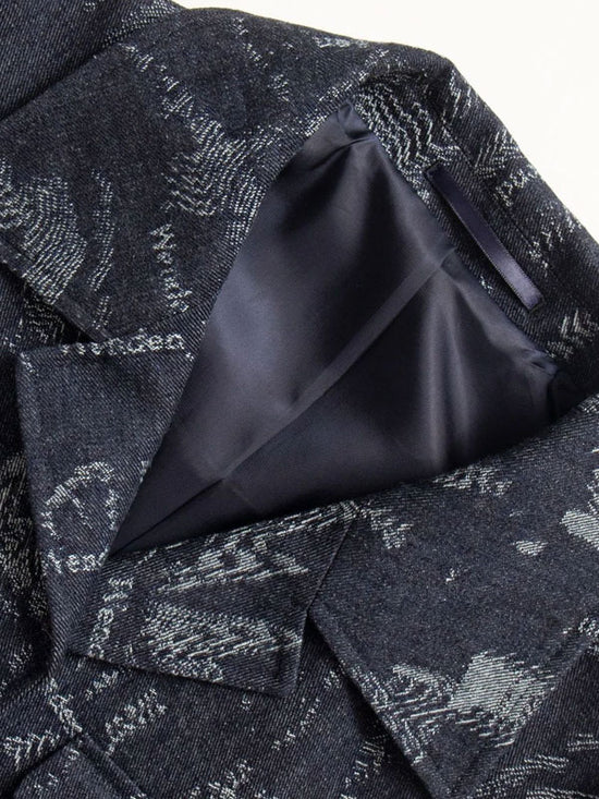 Blazer Geometrico In Cotone Con Risvolto
