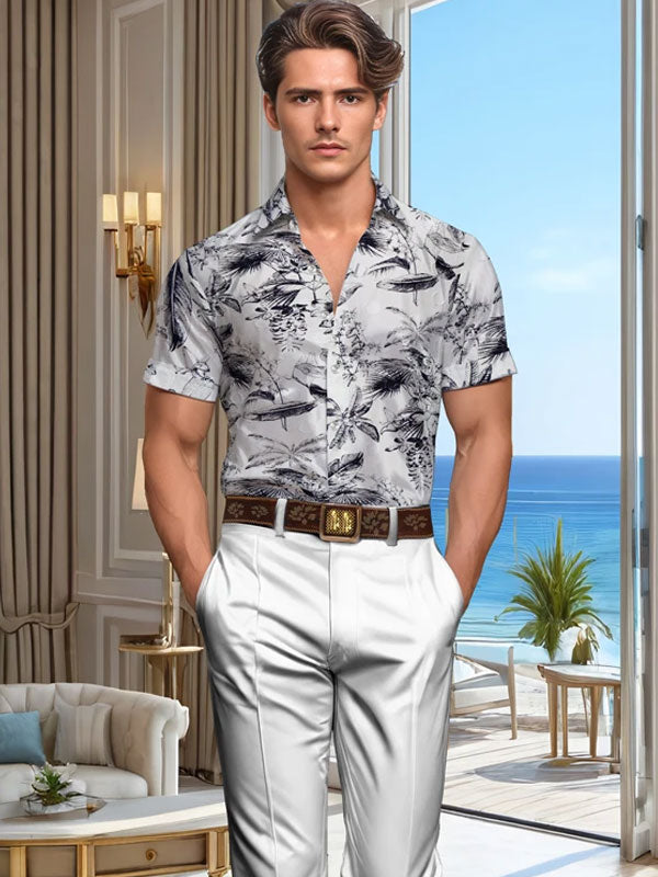 Camicia In Cotone Con Stampa Vegetale