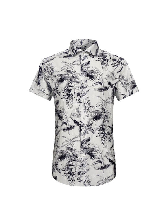 Camicia In Cotone Con Stampa Vegetale