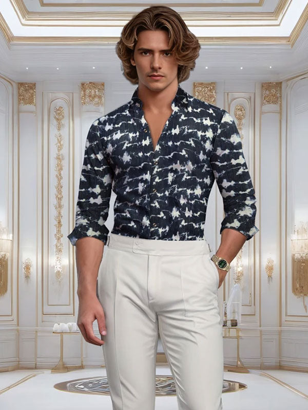Camicia Stampata Con Collo Rovesciato