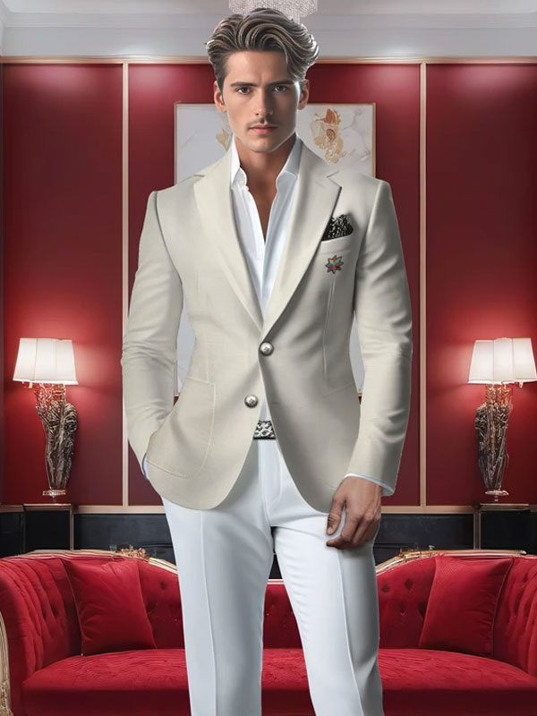 Blazer Bianco In Lino Ricamato
