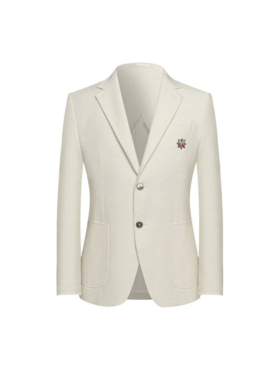Blazer Bianco In Lino Ricamato