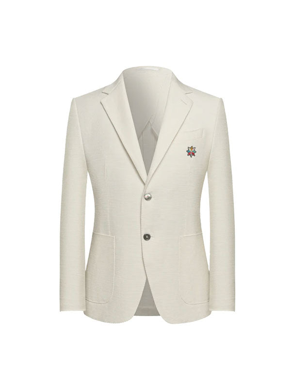 Blazer Bianco In Lino Ricamato