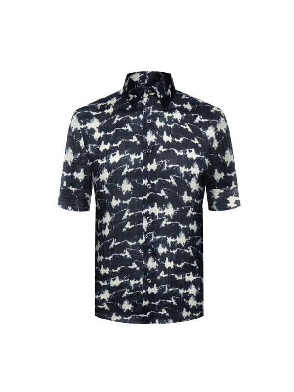 Camicia Stampata A Maniche Corte Con Colletto Rovesciato