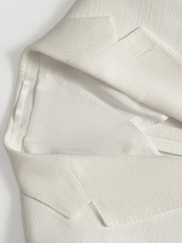 Blazer Bianco In Lino Ricamato