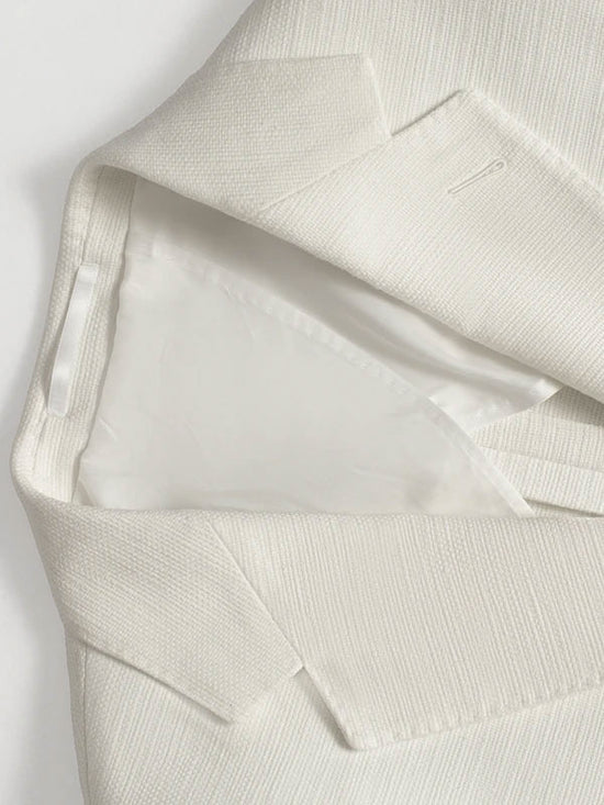 Blazer Bianco In Lino Ricamato