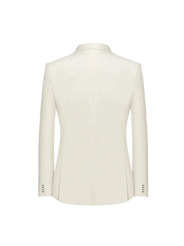 Blazer Bianco In Lino Ricamato
