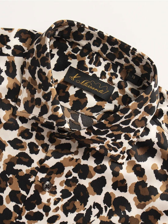 Camicia Alla Moda Con Stampa Leopardata A Maniche Corte