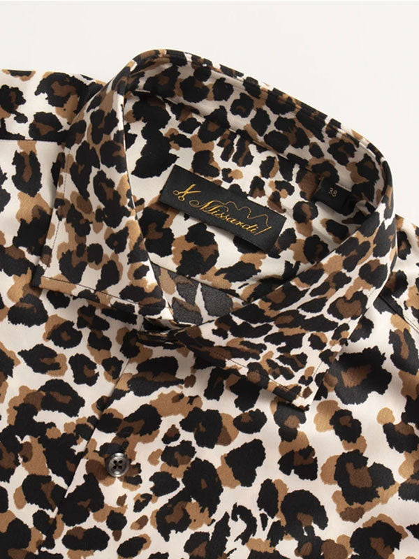 Camicia Alla Moda Con Stampa Leopardata A Maniche Corte