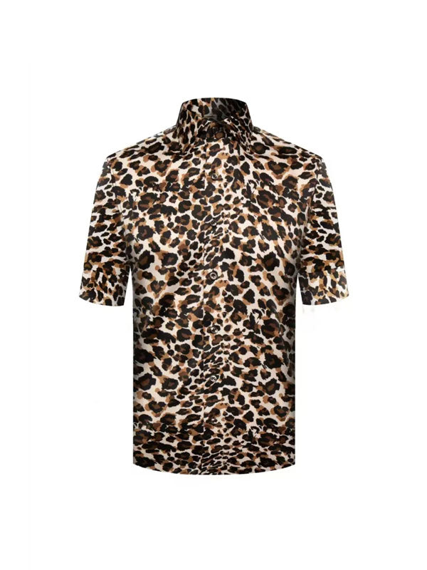 Camicia Alla Moda Con Stampa Leopardata A Maniche Corte