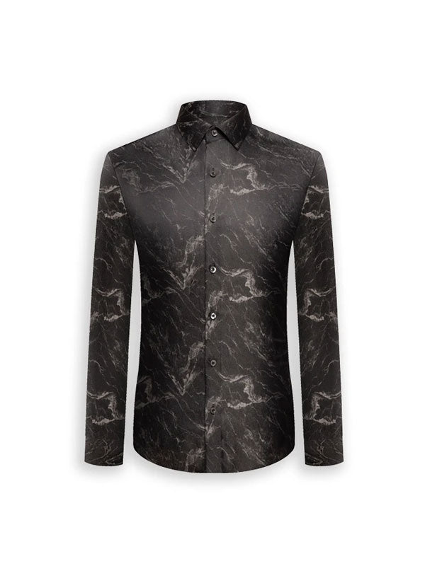 Camicia Nera Stampata Alla Moda