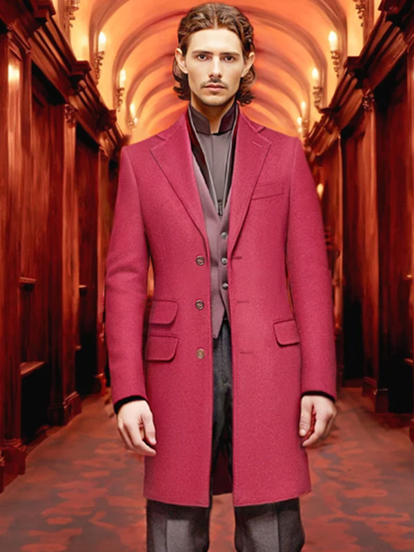 Cappotto Con Tasca A Patta Rosso Bordeaux