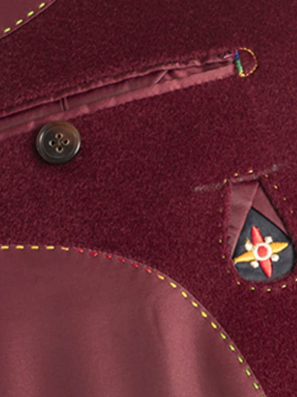 Cappotto Con Tasca A Patta Rosso Bordeaux