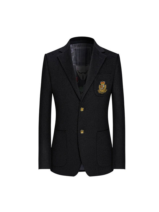 Blazer Nero In Lana Ricamato