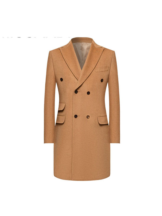 Cappotto Doppiopetto Cammello Con Revers