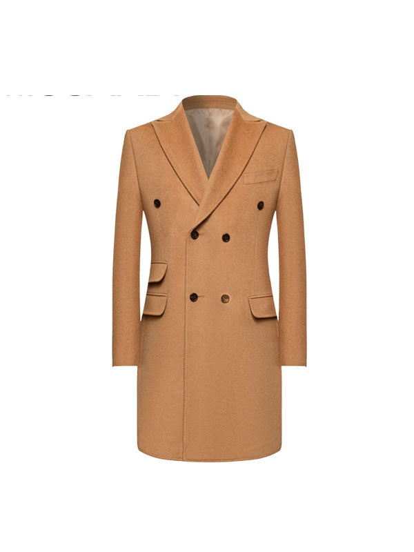Cappotto Doppiopetto Cammello Con Revers