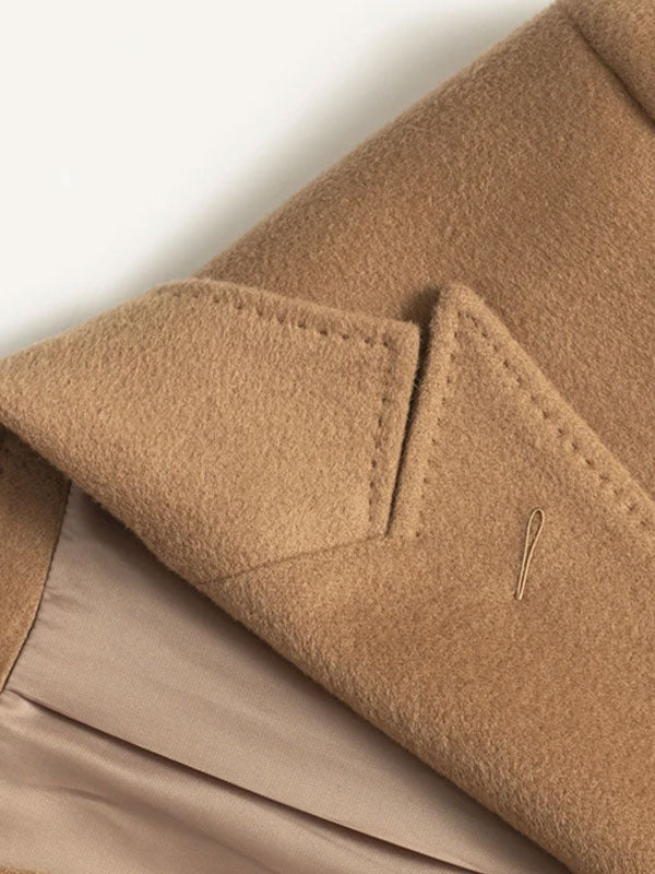 Cappotto Doppiopetto Cammello Con Revers