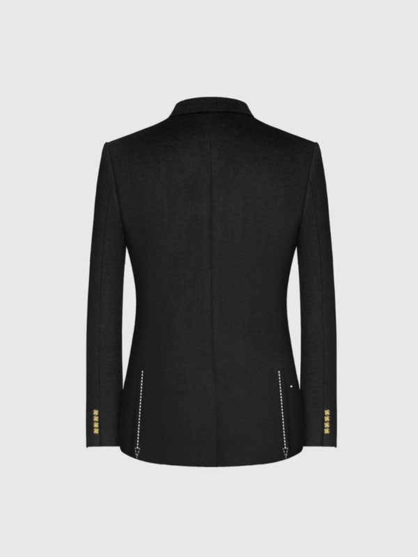 Blazer Nero In Lana Ricamato