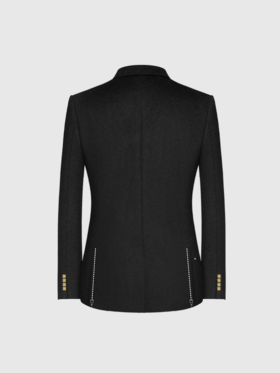Blazer Nero In Lana Ricamato